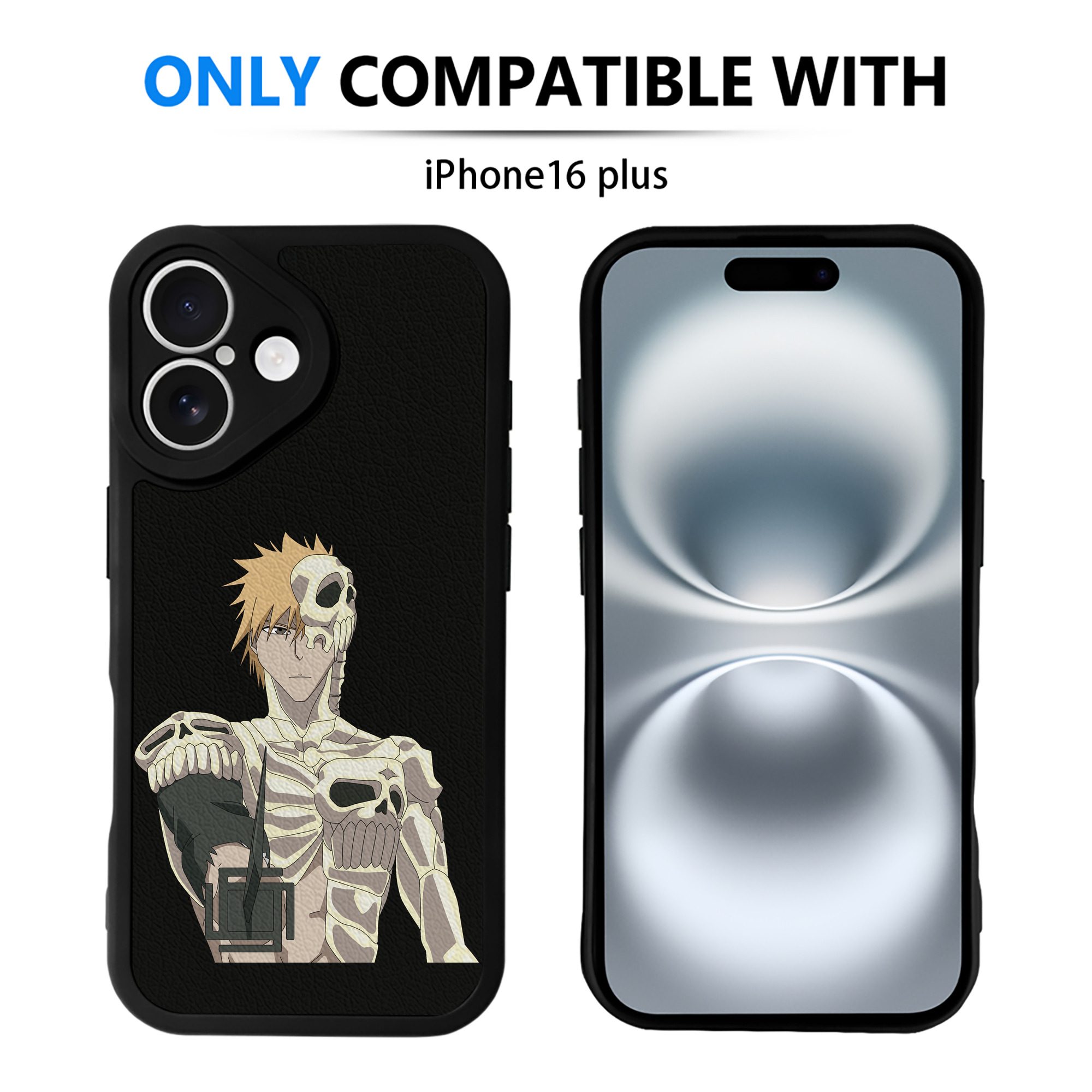 ブリーチ 黒崎一護（くろさき いちご）BLEACH Kurosaki Ichigo 【iPhone 16シリーズ対応】シリコンスマホケース（レザー調） 材質：シリコン